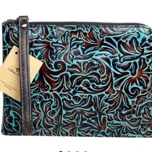 Patrica Nash Cassani Turquoise Leather Wristlet